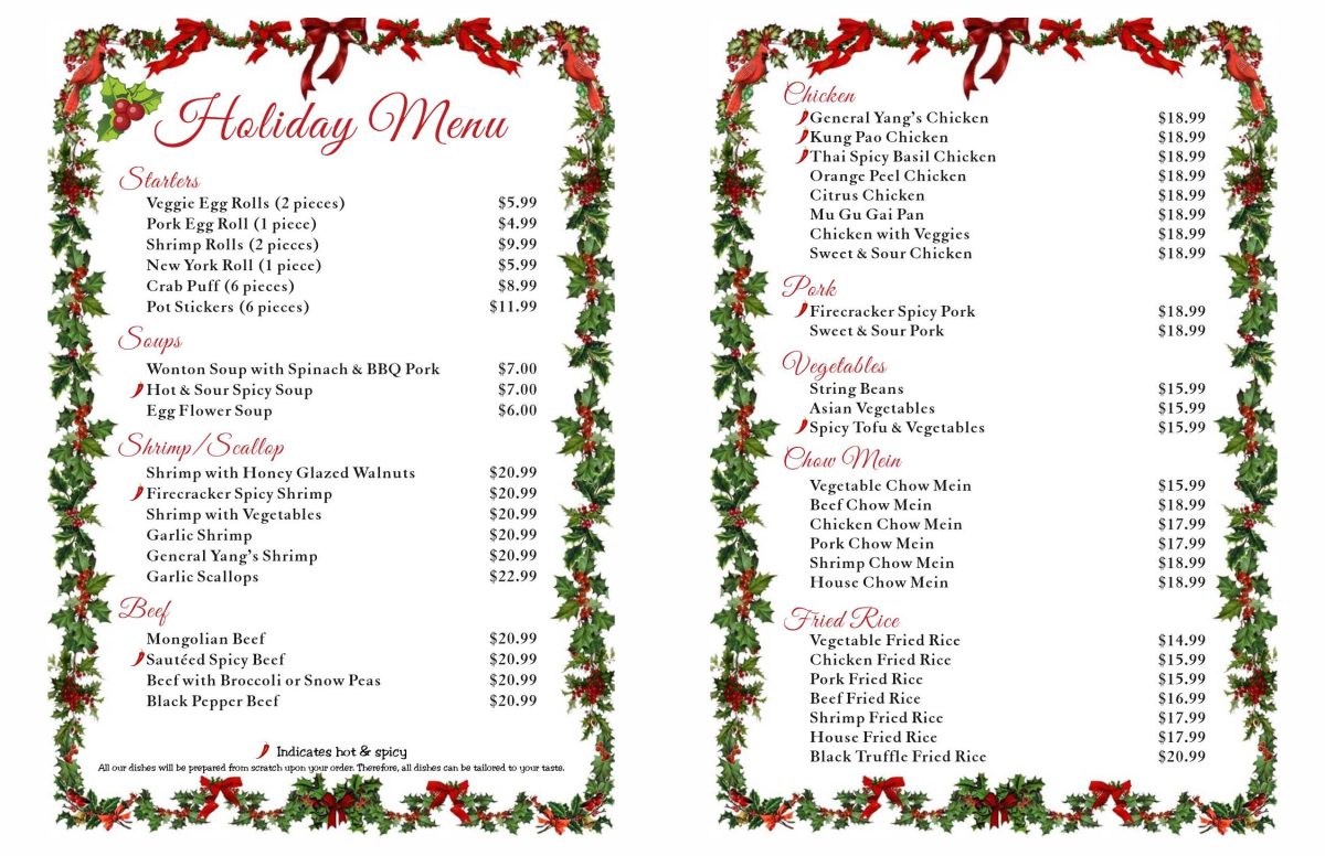 George Yang's Christmas Menu 2024 George Yang's Christmas Menu 2024